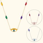 Personalised Guardian Evil Eye Protection Necklace with 1-5 Birthstones Birthday Anniversary Family Jewellery Gift for Women