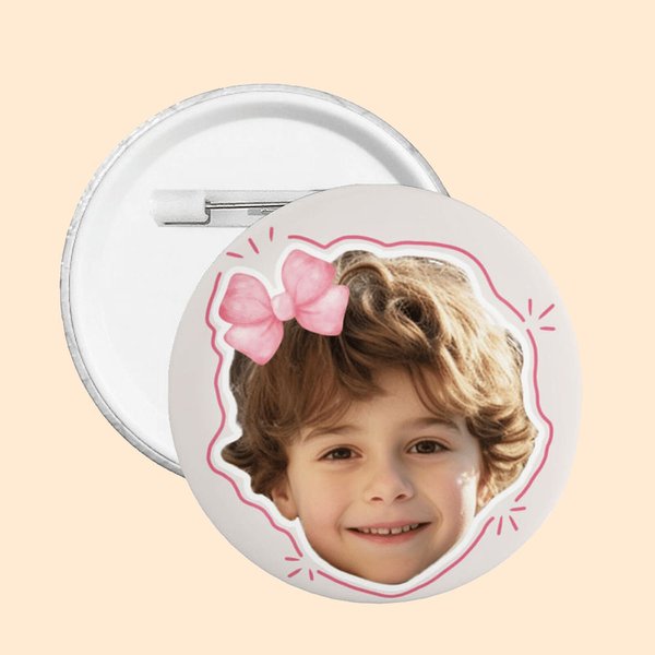 Insignia personalizada con foto y lazo rosa Coquette Set de 5 Regalo de cumpleaños para un amigo de la familia
