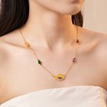 Personalised Guardian Evil Eye Protection Necklace with 1-5 Birthstones Birthday Anniversary Family Jewellery Gift for Women