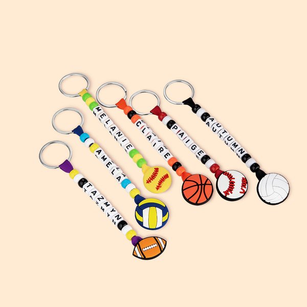 Llavero personalizado hecho a mano de baloncesto voleibol con nombre Cumpleaños Vuelta al cole Regalo para amante del deporte Entrenador Equipo
