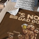 Couverture Douce Personnalisée avec 1-7 Noms d'Enfants Ours Papa et Bébé Cadeau de Fête des Pères pour Papa