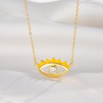 Personalised Guardian Evil Eye Protection Necklace with 1-5 Birthstones Birthday Anniversary Family Jewellery Gift for Women
