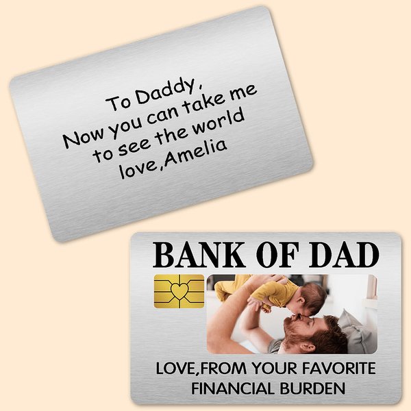 Personalised Funny Photo Wallet Card with Name and Text Father's Day Birthday Gift for Father