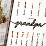 Personalised First Papa Now Grandpa BBQ Wooden Plaque Frame Sign with Kid's Name Father's Day Birthday Gift for Dad Granpa