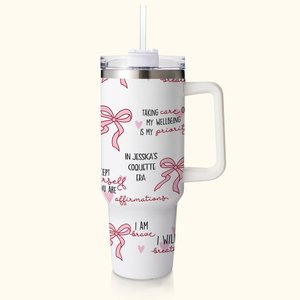 Gobelet Tumbler 1130ml avec Paille Personnalisé avec Texte Motif Noeud Papillon Cadeau d'Anniversaire Inspirant pour Elle