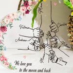Spersonalizowana tabliczka akrylowa z imionami na Dzień Matki i Urodziny dla mamy i babci z napisem Love You To the Moon and Back Holding Hands