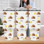 Personalised Cute Pet Portrait 40oz Tumbler with Name and Straw Birthday Gift for Dog Cat Pet Lovers