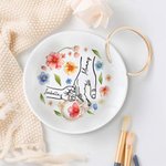Personalisierte Hand in Hand Aquarell Floral Keramik Schmuck Schale mit 1-9 Kind Namen Geburtstag Jahrestag Geschenk für Mama Oma