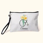 Personalisierte Geburt Blume Stethoskop Leinen Kosmetiktasche mit Namen und Handgelenkband Geburtstag Anerkennung Geschenk für Krankenschwester medizi