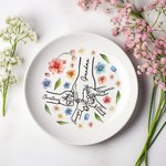 Personalisierte Hand in Hand Aquarell Floral Keramik Schmuck Schale mit 1-9 Kind Namen Geburtstag Jahrestag Geschenk für Mama Oma