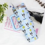 Personalised Cute Pet Portrait 40oz Tumbler with Name and Straw Birthday Gift for Dog Cat Pet Lovers