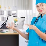 Personalisierte Geburt Blume Stethoskop Leinen Kosmetiktasche mit Namen und Handgelenkband Geburtstag Anerkennung Geschenk für Krankenschwester medizi