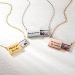Collana personalizzata con medaglione fotografico estraibile con testo inciso Regalo di compleanno e anniversario per lei