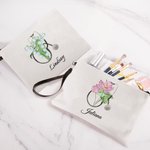 Personalisierte Geburt Blume Stethoskop Leinen Kosmetiktasche mit Namen und Handgelenkband Geburtstag Anerkennung Geschenk für Krankenschwester medizi