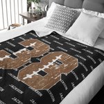 Couverture Douce Personnalisée avec Nom et Numéro Baseball Basketball Cadeau Anniversaire Fête des Pères pour Fan de Sport