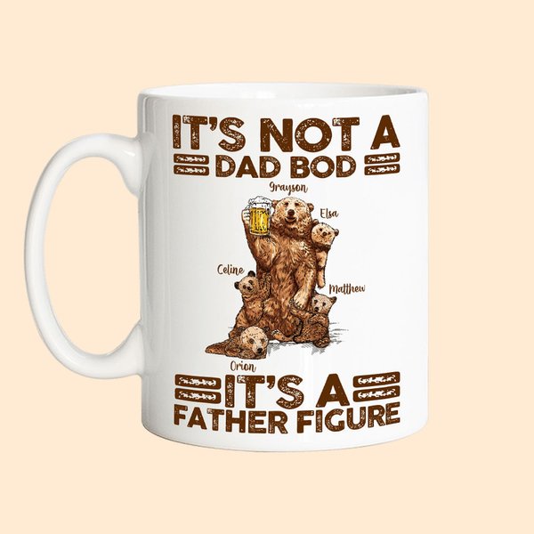 Birra personalizzata Papa Bear It's A Father Figure 11oz 15oz Ceramic Mug with 1-7 Baby Bears and Names Funny Father's Day Birthday Gift for Dad (rega
