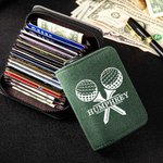 Personalisierte kompakte Alcantara Name Golf Karteninhaber Brieftasche mit 18 Kartenfächer Vatertag Geburtstag Geschenk für Männer
