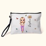 Gepersonaliseerd schattig strand meisje geboorte bloem make-up tasje met naam strand reis accessoires bruiloft verjaardag feest cadeau voor haar