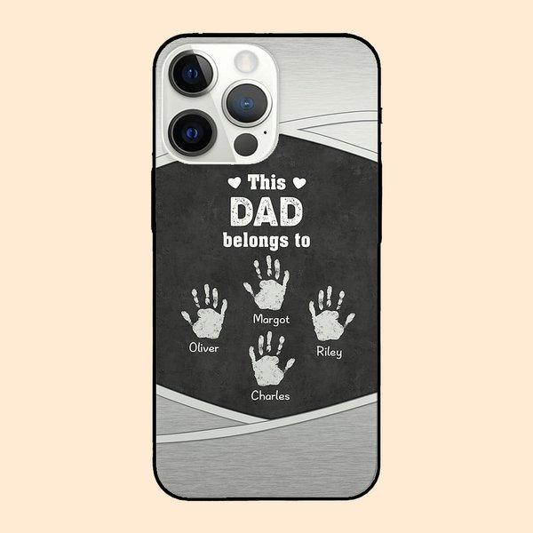 Personalised This Dad Grandpa Belongs To Palm Print TPU Phone Case for iPhone with 1-6 Names Birthday Father's Day Gift for Him