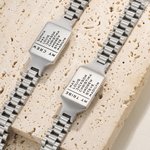 Bracciale a maglie curve da uomo con testo, con incisione personalizzata dell'ID della famiglia, gioielli moderni e minimalisti Regalo per l'anniversario della festa del papà per lui
