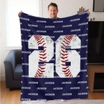 Couverture Douce Personnalisée avec Nom et Numéro Baseball Basketball Cadeau Anniversaire Fête des Pères pour Fan de Sport