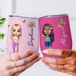 Gobelet Tumbler 350 ml Personnalisé avec Nom Fleur de Naissance et Fille de Plage Cadeau Anniversaire Mariage Fête de Plage pour Elle