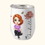 Gobelet 350 ml Personnalisé avec Fleur de Naissance Nom et Dessin de Fille Cadeau Plage Fête Mariage pour Femme Fille