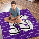 Couverture Douce Personnalisée avec Nom et Numéro Baseball Basketball Cadeau Anniversaire Fête des Pères pour Fan de Sport