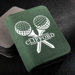 Personalisierte kompakte Alcantara Name Golf Karteninhaber Brieftasche mit 18 Kartenfächer Vatertag Geburtstag Geschenk für Männer