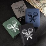 Personalisierte kompakte Alcantara Name Golf Karteninhaber Brieftasche mit 18 Kartenfächer Vatertag Geburtstag Geschenk für Männer