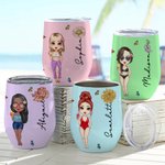 Gobelet Tumbler 350 ml Personnalisé avec Nom Fleur de Naissance et Fille de Plage Cadeau Anniversaire Mariage Fête de Plage pour Elle