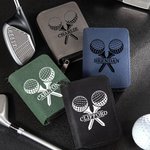 Personalisierte kompakte Alcantara Name Golf Karteninhaber Brieftasche mit 18 Kartenfächer Vatertag Geburtstag Geschenk für Männer