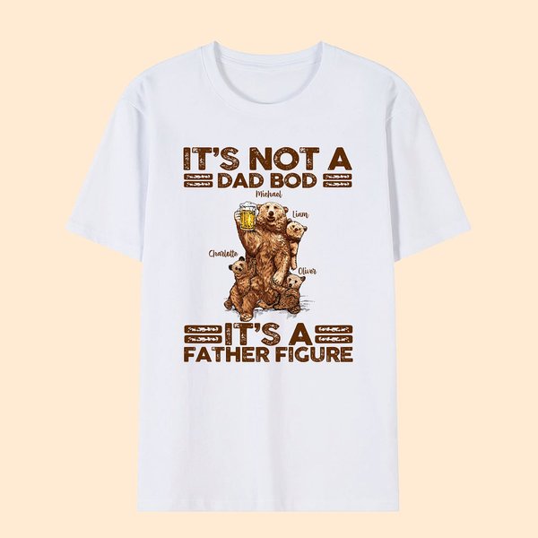 Gepersonaliseerd It's Not A Dad Bod It's A Father Figure T-shirt Sweatshirt met Beer Papa Bear en Baby Bears Grappig Verjaardag Vaderdag Cadeau voor F