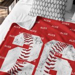 Couverture Douce Personnalisée avec Nom et Numéro Baseball Basketball Cadeau Anniversaire Fête des Pères pour Fan de Sport
