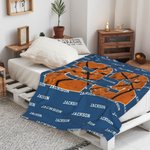 Couverture Douce Personnalisée avec Nom et Numéro Baseball Basketball Cadeau Anniversaire Fête des Pères pour Fan de Sport
