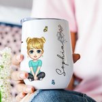 Gobelet 350 ml Personnalisé avec Fleur de Naissance Nom et Dessin de Fille Cadeau Plage Fête Mariage pour Femme Fille