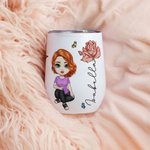 Gobelet 350 ml Personnalisé avec Fleur de Naissance Nom et Dessin de Fille Cadeau Plage Fête Mariage pour Femme Fille