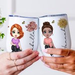 Gobelet 350 ml Personnalisé avec Fleur de Naissance Nom et Dessin de Fille Cadeau Plage Fête Mariage pour Femme Fille