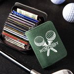 Personalisierte kompakte Alcantara Name Golf Karteninhaber Brieftasche mit 18 Kartenfächer Vatertag Geburtstag Geschenk für Männer