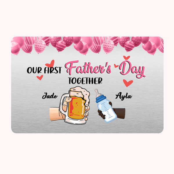 Personalised Our First Father's Day Together Wallet Card with Dad and Kid Name Meaningful Keepsake New Daddy Gift for Him