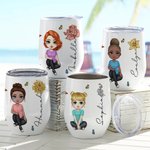 Gobelet 350 ml Personnalisé avec Fleur de Naissance Nom et Dessin de Fille Cadeau Plage Fête Mariage pour Femme Fille