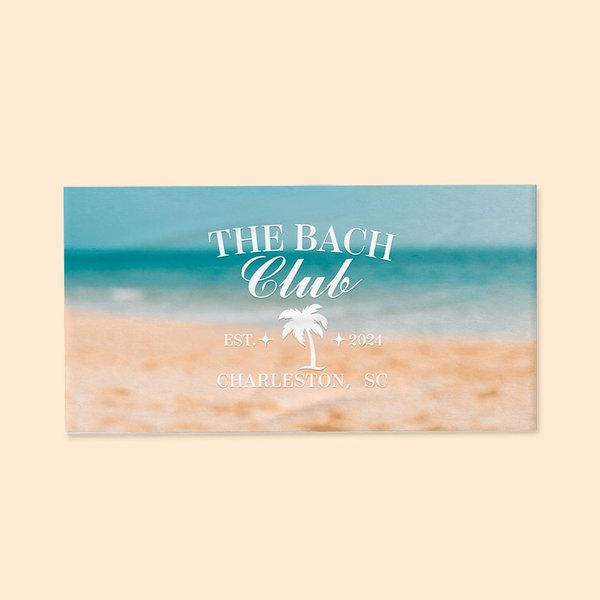 Serviette de Plage Personnalisée avec Année et Lieu Super Absorbante à Séchage Rapide Accessoire de Vacances d'Été Cadeau d'Anniversaire
