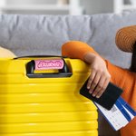 Personlig rosa docka bagagehandtag omslag med namn resetillbehör födelsedag brudfest present till henne