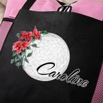 Sac en Toile Personnalisé avec Nom et Fleur de Naissance à Motif Golf Sac de Grande Capacité pour Amateur de Golf Cadeau d'Anniversaire