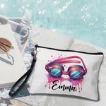 Borsa cosmetica personalizzata con nome per gli occhiali da nuoto rosa Regalo per gli amanti del nuoto Team Coach