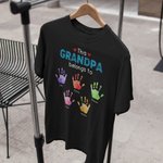 Personalised Belongs to Watercolour Family Hand Print 100% Cotton T-shirt with Name and Nickname Father's Day Birthday Gift for Dad Grandpa