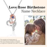Personalized Birthstone Rose Necklace with 1-3 Engraved Names Birthday Mother‘s Day Gift for Her