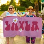 Toalla de playa personalizada súper absorbente de secado rápido en varios colores con margarita y nombre regalo de vacaciones fiesta para ella