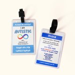 Tarjeta de Alerta Médica de Contacto de Emergencia para Autismo Personalizada con Nombre y Número Regalo de Viaje de Vuelta al Cole para Niño