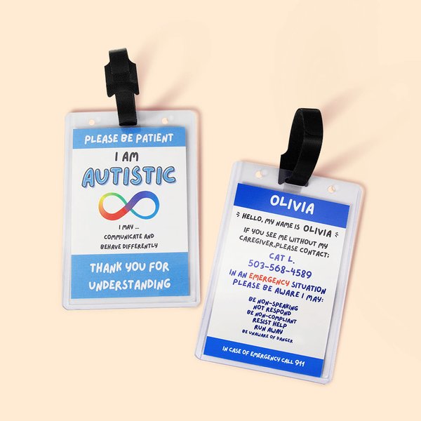Personalised Autism Emergency Contact Medical Alert ID Card with Name and Number Back to School Travel Gift for Kid